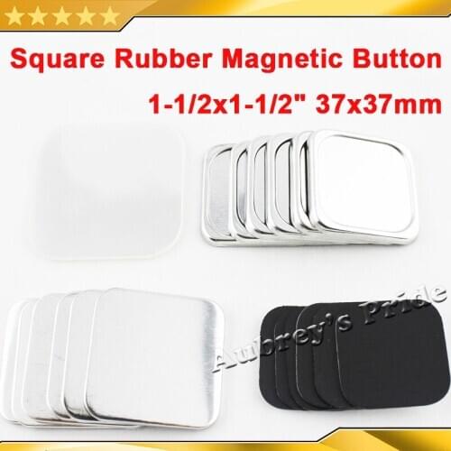 Square 37x37mm 100 Sets NEW Professional Soft Rubber Magnetic Badge Button Maker Metal Back Button Supply Materials