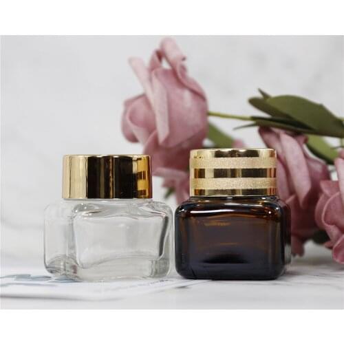 15ml glassRefillable Bottles Empty Eye Cream Pot Brown Bottles Makeup Jar Travel Face Cream Lotion Cosmetic Container Wholesale