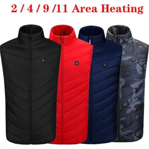 Multicolor 2/4/9/11 Areas USB Heating Vest Men/women Plus Size S-6XL Heating Jacket Control Temperature Electric Outerwear