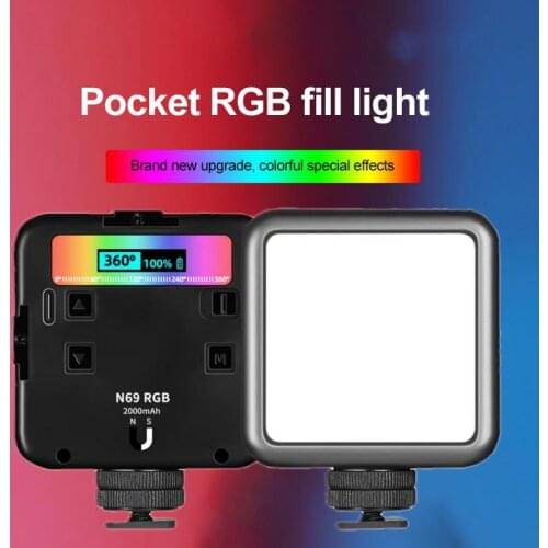 RGB Full Color LED Video Lights Dimmable 2500K-9000K Rechargable Photography Lighting Panel For Camera Youtube Vlog Fill Lamp