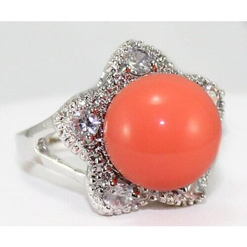 Rooo58 18kgp orange 9mm shell pearl Ring for valentines gift