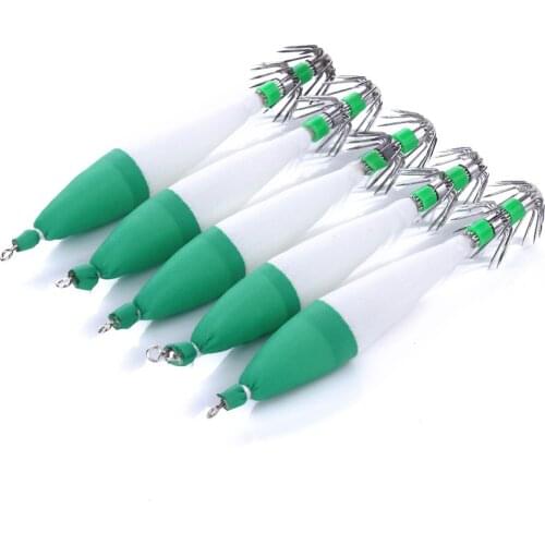 5Pcs Fishing Lures Hooks Luminous Squid Jig Hard Lure Luminous Fishing Tackle Artificial Lure Noctilucent Bait