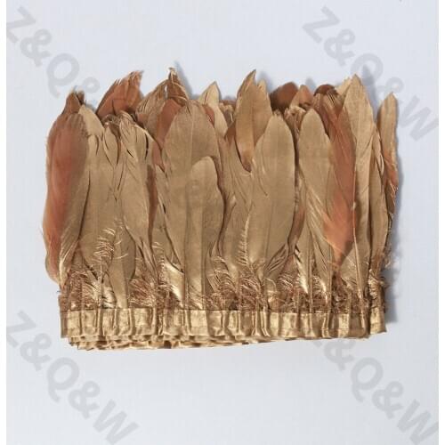 Spray all gold 6-8 inches of goose feather to make 2 meters of cloth edge, DIY shopping festival costumes, skirt decoration