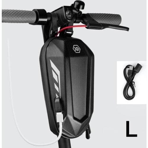 PU Scooter Handlebar Bag Hard Shell Front Hanging Bag Waterproof Laminated Double Zippers Storage Bag For Scooters Folding Bike