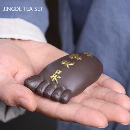 Creativity Purple Clay Tea Pet Ornaments Handmade Lucky Tea Figurine Boutique Tea Decoration Accessories Desktop Crafts