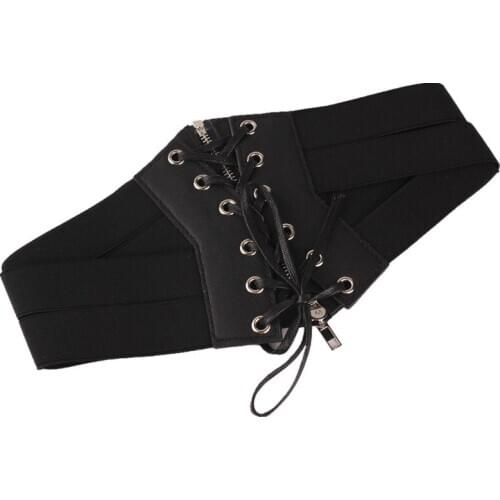 Ladys Super Wide Elastic Belt Slim Cincher Cumcumber Vintage Waist Harness Black Soft Faux Leather Waistbands Dress Cummerbund