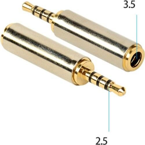 Gold 2.5 mm Male to 3.5 mm Female audio Stereo Adapter Plug Converter Headphone Jack