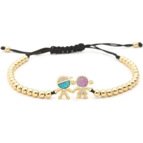 Gold silver micro pave cz Cubic Zirconia rope adjusted Copper Beads Bracelet gilr boy h23 Charm Braided Bangles Women