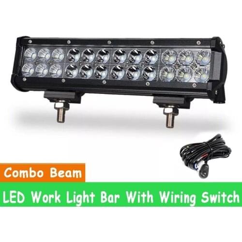 12 Inch LED Light Bar 72W Bar Double Row Spot Beam Flood Beam With Wire For Auto Jeep ATV UTV Offroad