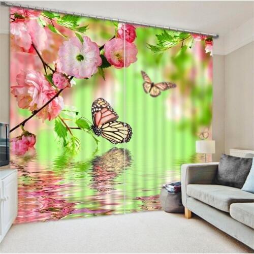 2017 Modern Luxury Butterflies and flowers Blackout Window Curtains For Kids Bedding room Living room Hotel Drapes Cortinas
