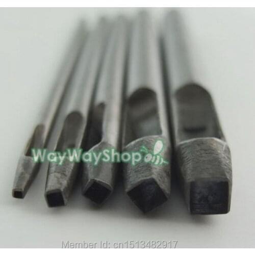 5 sizes Hollow Hole Square Punch 1mm 2mm 3mm 4mm 5mm Cutter Steel Tool Leather Belt Watch Band