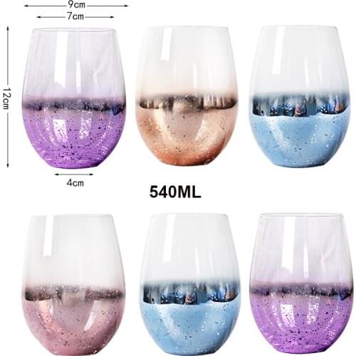 540ml Fashion 4 Color Starry Sky Cup Wholesale Household Glass Water Cup Milkshake Cup Egg-shaped Lead Free Glass
