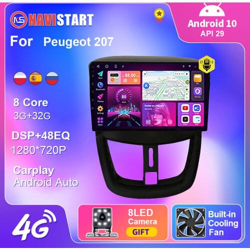 Autoradio For Peugeot 207 2006-2016 Android Car Radio Multimedia Player DVD Stereo Navigation GPS 2din Carplay Audio For Cars CD