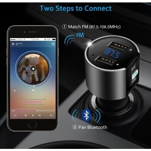 3.4A Dual USB Charger Wireless 4.2 In-car FM Transmitter Radio Adapter Car LCD MP3 Player Handsfree Call