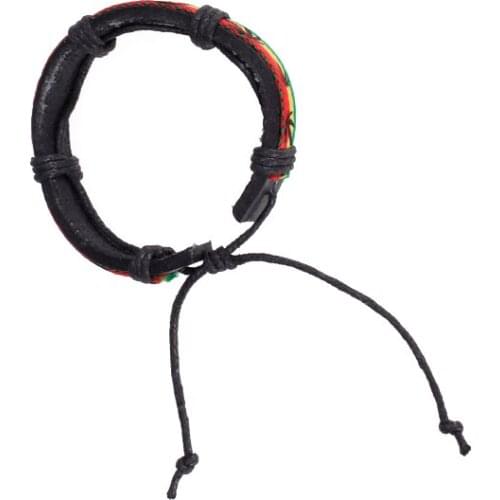 Faux Leather Bracelet Hiphop Style Leaf Pattern Unisex Decor Gift