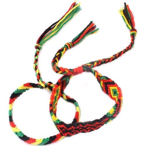 1pcs Rasta Wristband Friendship Bracelet Cotton Reggae Jamaica Surfer Hippie Bob Hobo