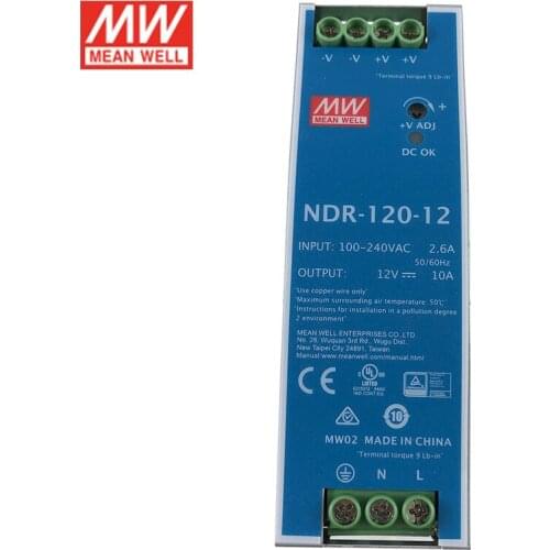MEAN WELL NDR-120 120W 12V 24V 48V DC DIN Rail Switching Power Supply 110V/220VAC Industrial Power Unit PSU Transformer