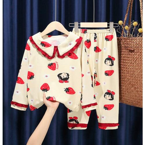 Children Clothing Girl Thin Spring and Autumn Multicolor Cartoon Long Sleeve Trousers Two-piece Set