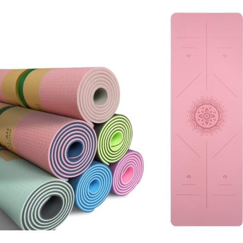 TPE Yoga Mat Double Layer Non-Slip Mats Yoga Exercise Pad With Position Line For Beginner Fitness Gymnastics Pads Pilates Mat
