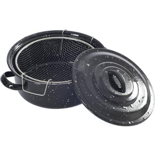 Black Cap Enamel Chips Fryer Fry pot 25 cm