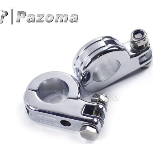 Chrome Motorcycle 1 1/4" 32mm Engine Guard High Way Footrests Foot Peg Clamps Mount for Harley Dyna Softail Touring Road King