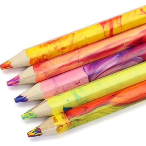 DEDEDEPRAISE Log Wood Multi-Colored Pencil 4-Color Thick Lead Pencils Lapis De Cor Painting Color Pencil Drawing Sketch Supplies