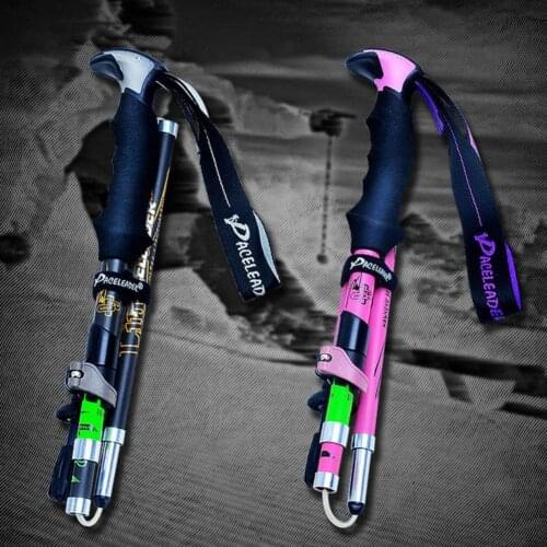 Outdoor Carbon Folding Trekking Poles Walking Sticks Versatile Portable Sweat Absorption Travel Camping Hiking Self-Defense Cane