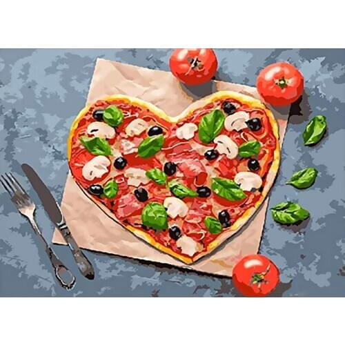 Oil Painting By Number Fruit pizza Drawing Canvas Acrylic Handpainted Wall Art Pictures By Number Gift Home Decor