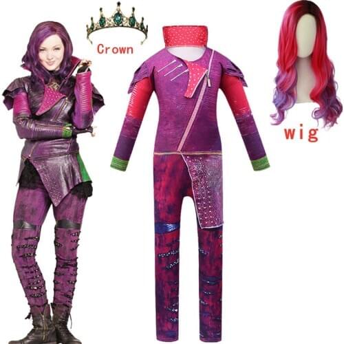 New Girls queen of mean descendants 3 Mal/Evie Bertha Maleficent Cosplay Audrey Costume Girls Halloween Party Clothing Jumpsuits