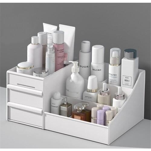 Cosmetic Makeup Organizer With Drawers, Plastic Bathroom SkinCare Storage Box Brush Lipstick Holder Organizers Storag