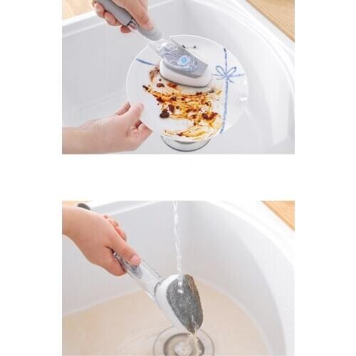 Kitchen Cleaning Tools Brush Detergent Distributor Dishwashing Brush 2 In 1 Set Of Long Handle Cleaning Lazy Man Brush