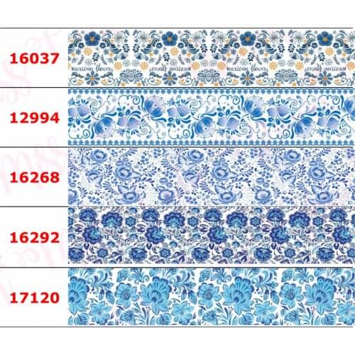 16mm-75mm Mexico Flower Series Printed Grosgrain/Elastic Ribbon Cartoon Retro Flora DIY Hair Bowknots 50yards/roll