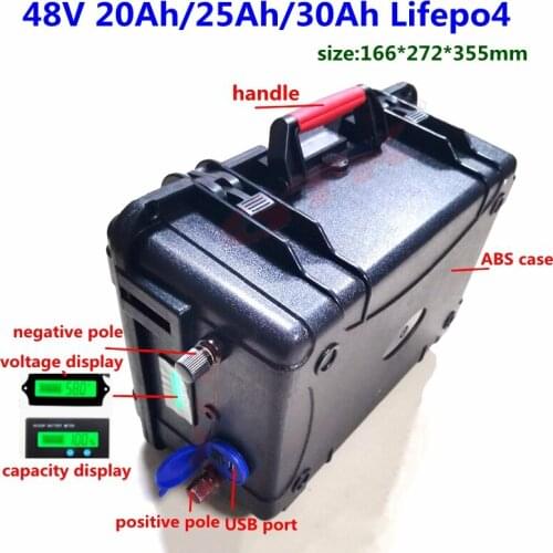 Waterproof IP67 Lifepo4 48V 25Ah 20Ah 30Ah 40Ah 50Ah lithium battery with BMS for wheelchair ebike scooter+5A Charger