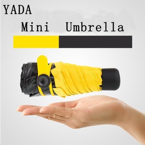 YADA Folding Small Mini Umbrella Parasol Rainy Pocket UV Five Umbrella For Women Men Anti-UV Black Coating Umbrellas Gifts YD105