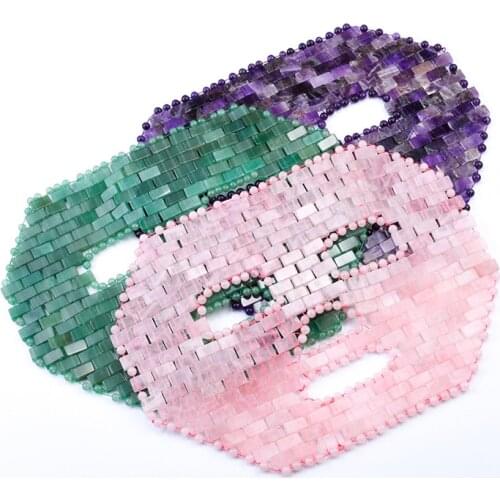 Rose Quartz Mask For Face Care Jade Stone Beauty Face Mask Women Natural Crystal Facial Massager Patches Anti-Wrinkle