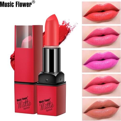 Music Flower M4081 Satin Matte Moisturizing Lipstick Wholesale Non-stick Cup Makeup Cosmetic Gift for Women or Girl