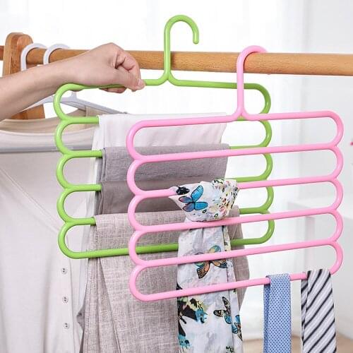 Multilayer Storage Hanger Plastic Wardrobe Organizer Non-slip Multifunction Clothes Hangers 5 layers Tie Coat Closet Hanger