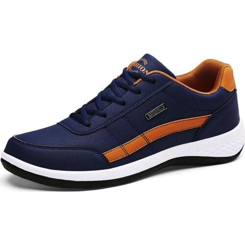 Large Size Spring PU Leather Mens Sports Shoes Boys Sneakers Men Running Shoes Sneakers Man Sport Blue Trainers 2021 GME-1489