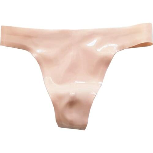 Men Sexy Briefs Baby Pink Natural Rubber Thong Male Bulging Bag T-Back RPM039