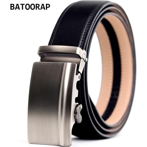 Mens Belt Black Cowhide Metal Automatic Buckle Casual Laether Wasit Strap Male Business Belts Ratchet High Quality 3.5 cm