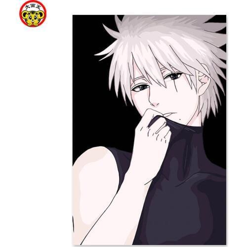 Painting by numbers art paint by number Anime, two yuan, handsome boy, white hair, Digital painting DIY, drawing on the cloth by