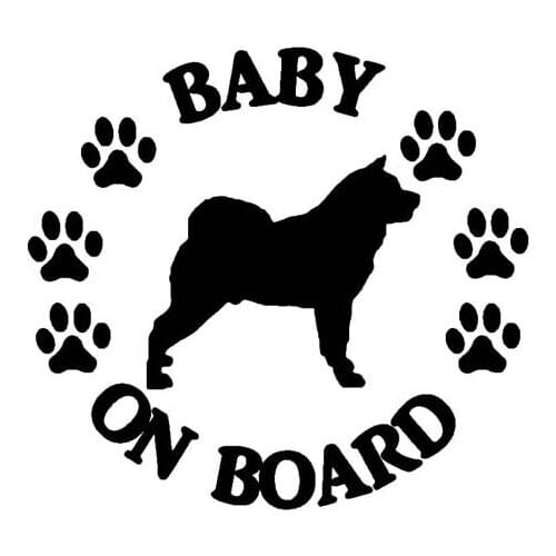 Car Sticker BABY ON BOARD Akita Dog PVC Car Decoration Accessories Sticker Creative Waterproof Sunscreen Black/white,14cm*13cm
