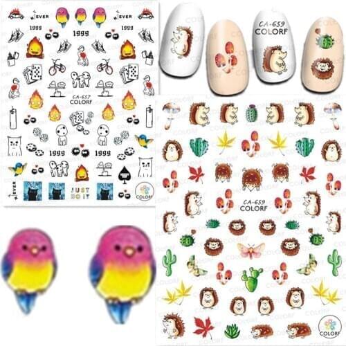Newest CA-657 659 cartoon cats design nail sticker 3d Japan Korea style nail decal template DIY nail decoration accessory