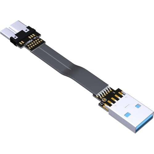 S-W Aerial Shield USB 3.0 Flat Ribbon Cable FFC FPV USB 3.0 Micro B Cable Male to female Foldable axial elbow Cable Angled