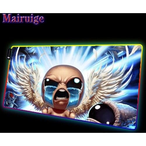 The binding of isaac game RGB mouse pad luminous, fast sliding, suitable for playing games and office mouse pad, waterproof