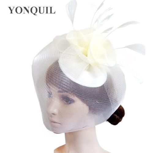 Women Elegant Ivory Fascinator Hats Millinery Headwear Red Cocktail Hat 3 Roses Decoratio Holiday Gift Hair Accessories