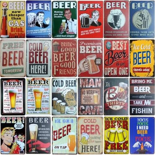 [SQ-DGLZ] BEER Metal Sign Bar Wall Decor Vintage Metal Crafts Home Decor Painting Plaques Art Poster