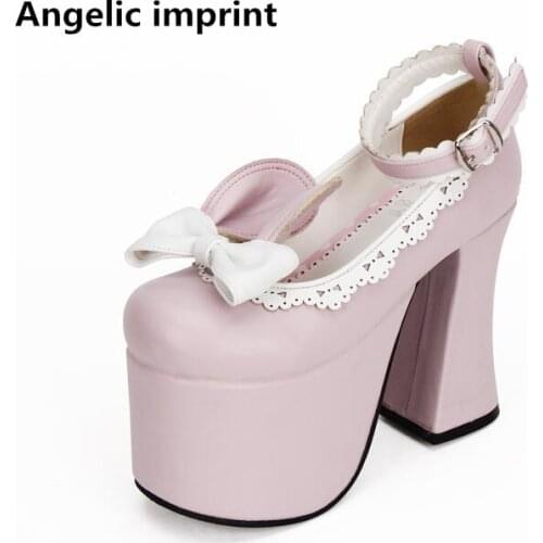 Angelic imprint mori girl lolita shoes woman cosplay shoes lady super high heels Pumps women princess dress party shoes 33-47