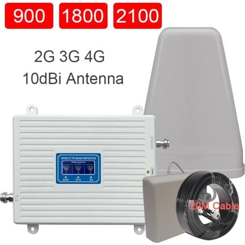 4g Cellular Amplifier Tri Band Signal Booster GSM900 DCS1800 WCDMA2100 70DB Cell Phone Signal Booster 4g Mobile Repeater