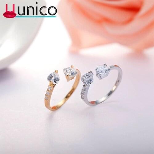 [UUNICO] 925 Sterling Silver Ring Classic Wedding Rings for Women Female Bijoux AAA+ zircon heart shape Sterling Silver Jewelry